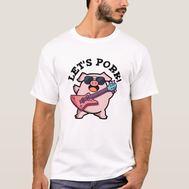 T-shirt Pork Funny Rock Guitare Pig Pun (Devant)