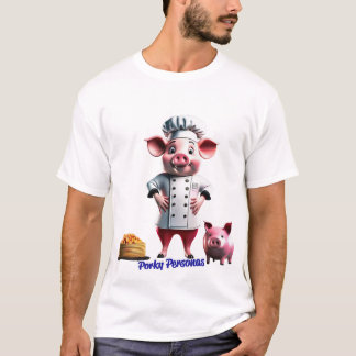 T-shirt Porky Personas personnages de porc amusants