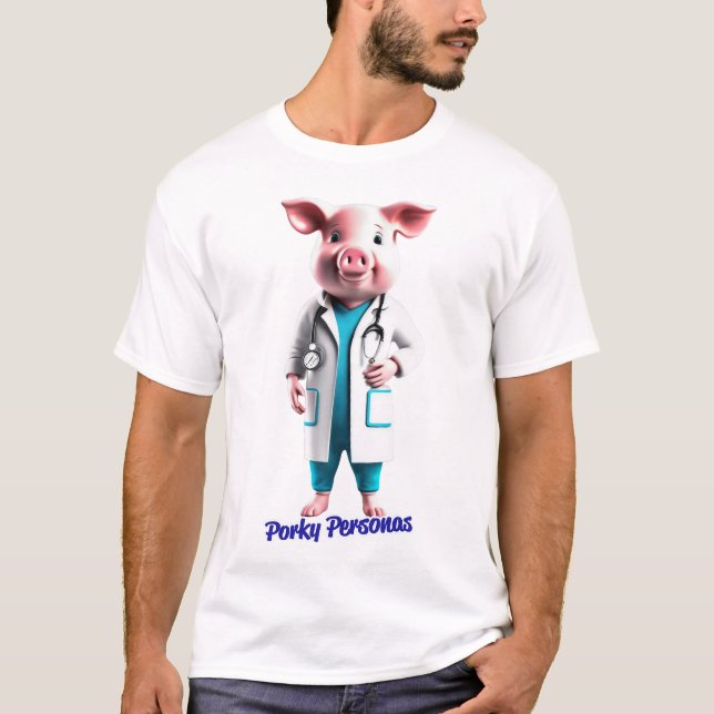 T-shirt Porky Personas personnages de porc amusants (Devant)