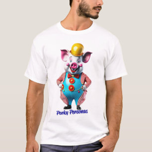 T-shirt Porky Personas personnages de porc amusants. Clown