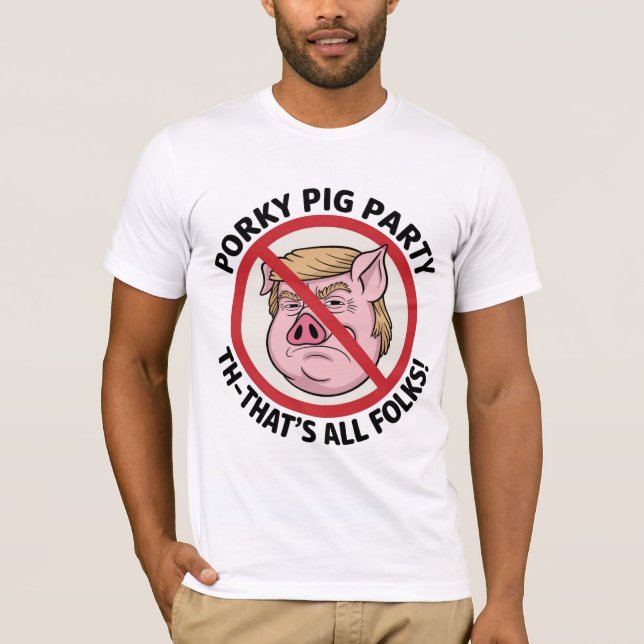 T-shirt Porky Pig Party : Un jeu pour une règle à parti un (Devant)