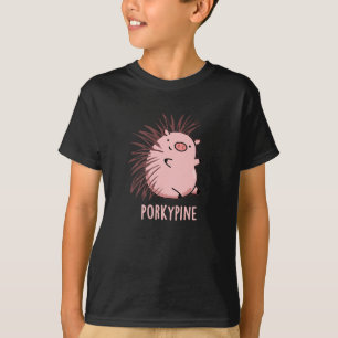 T-shirt Porky pine Funny Porcupine Pig Pun Dark BG