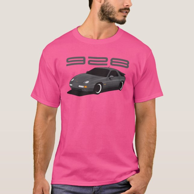 T-shirt Porsche 928 gris illustration Premium (Devant)