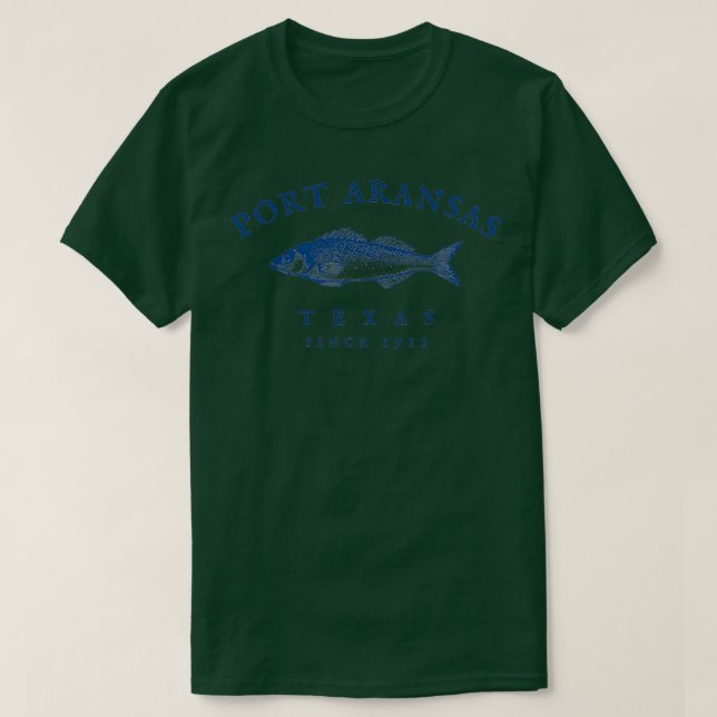 T-shirt Port Aransas Texas Graphisme de pêche (Design devant)