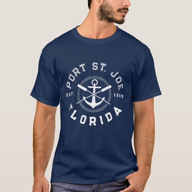 T-shirt Port St. Joe Plages Floride Marine Oars Ancre (Devant)