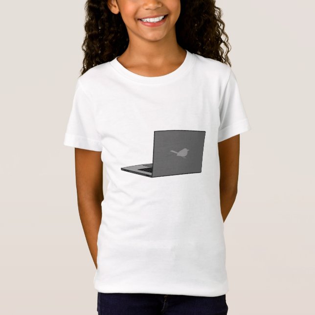 T-Shirt Portable gris avec logo d'oiseau (Devant)