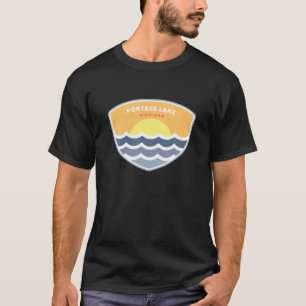 T-shirt Portage Lake Michigan MI Sunset Vacances Souvenir