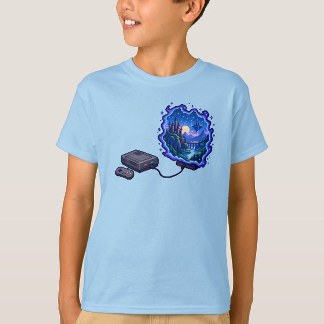 T-shirt Portail de console de jeu vidéo de fantasy RPG (Devant)