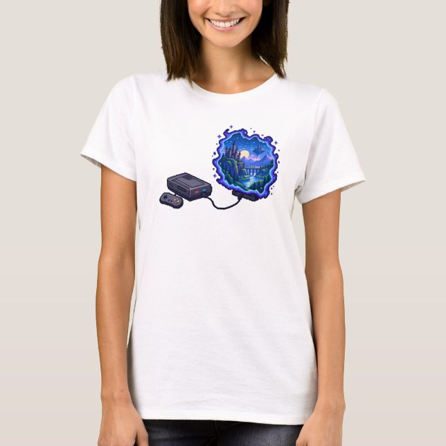 T-shirt Portail de console de jeu vidéo de fantasy RPG (Devant)