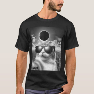 T-shirt Portant des lunettes de soleil de chat selfie écli