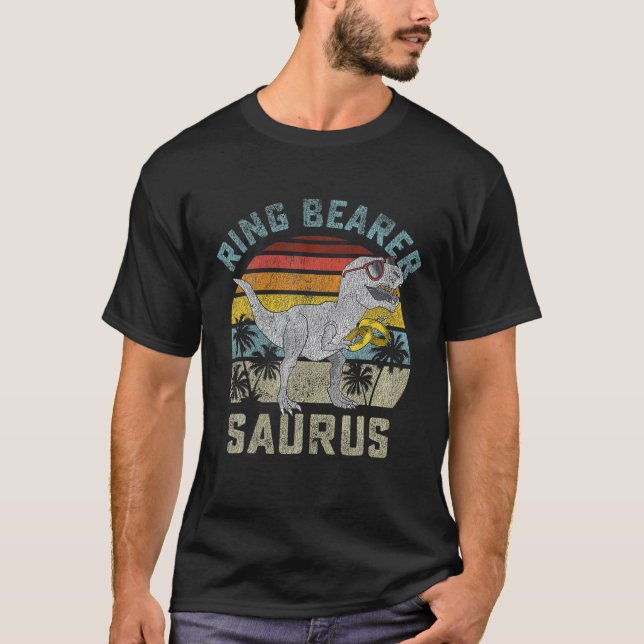 T-shirt Porte-anneau Saurus Dinosaur Mariage T Rex Sec (Devant)