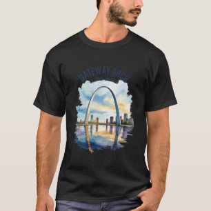T-shirt Porte Arch St Louis Missouri Aquarelle Vintage