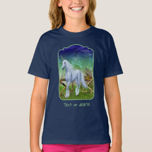 T-shirt Porte de la forêt de licorne blanche Fantaisie Che