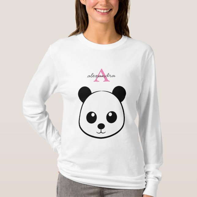 T-shirt Porte-panda coutume Monogramme (Devant)