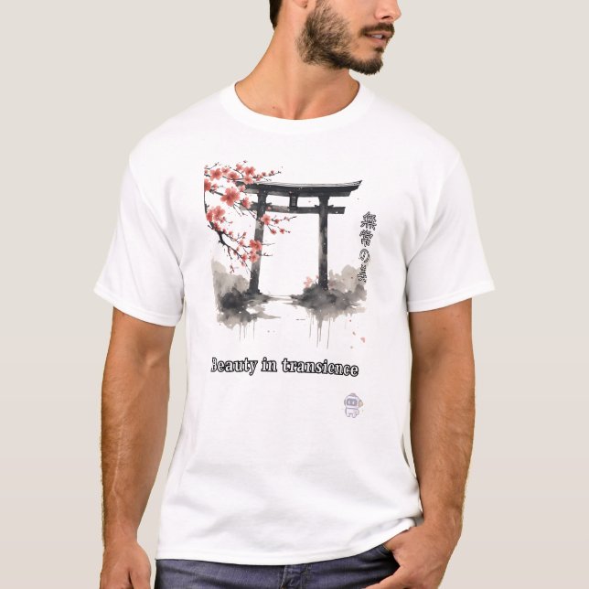 T-shirt Porte Torii Sakura Peinture à l'aquarelle (Devant)