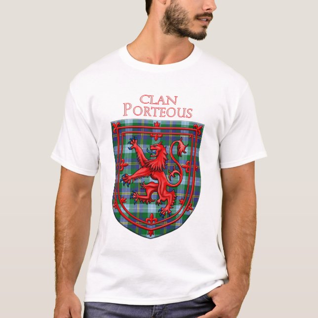 T-shirt Porteous Tartan Scottish Plaid Lion Rampant (Devant)