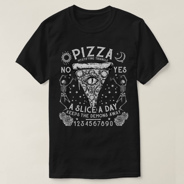 T-shirt Porter Black Eat Pizza I Witchcraft Occulte (Design devant)