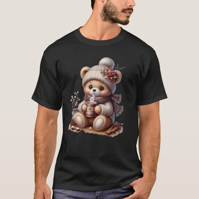 T-shirt porter boire du café chaud (Devant)