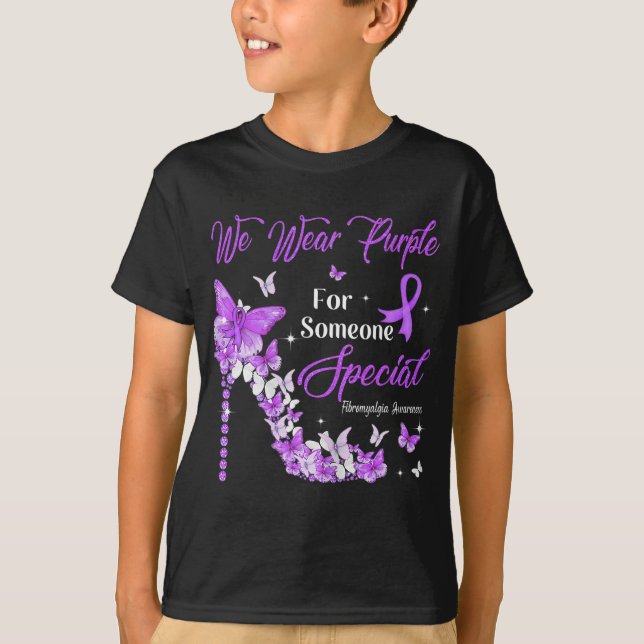 T-shirt Porter des papillons pourpres Fibromyalgie Sensibi (Devant)