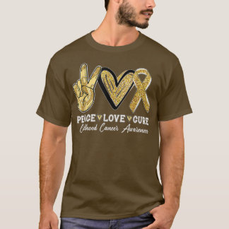 T-shirt Porter Gold Ruban Peace Love Cure Cancer de l'enfa
