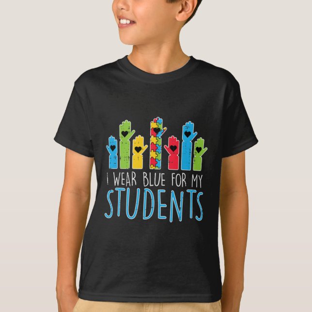 T-shirt Porter le bleu pour mes étudiants Sensibilisation  (Devant)