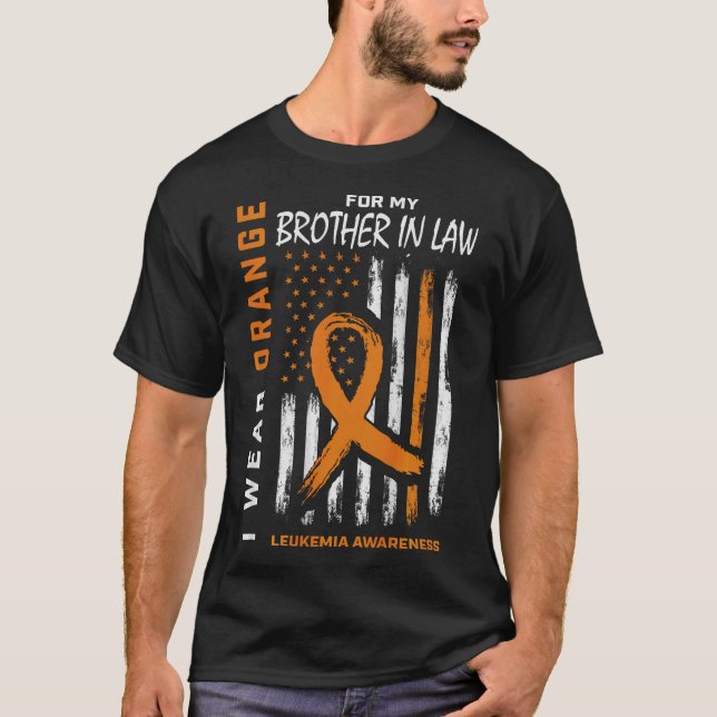 T-shirt Porter Orange Brother En Droit Leucémie Sensibilis (Devant)