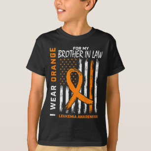 T-shirt Porter Orange Brother En Droit Leucémie Sensibilis
