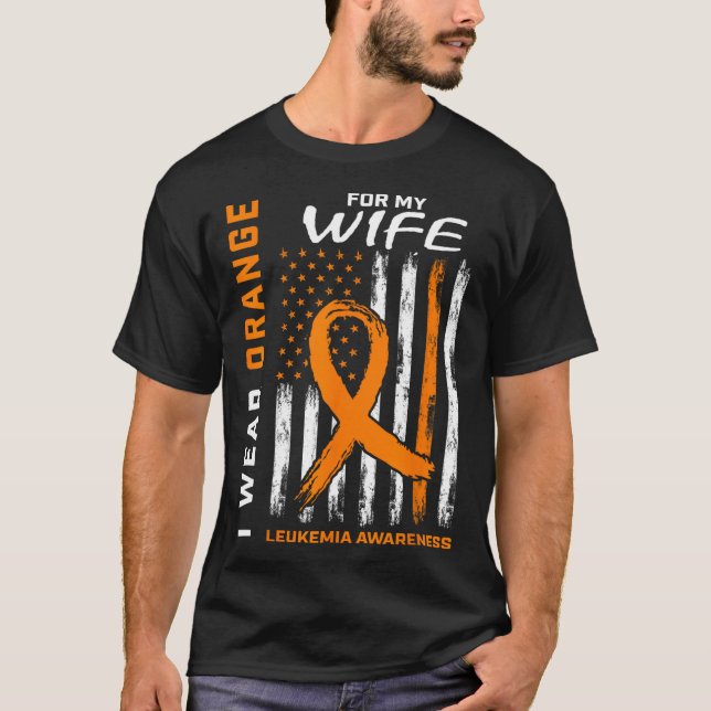 T-shirt Porter Orange Pour Ma Femme Leucémie Sensibilisati (Devant)