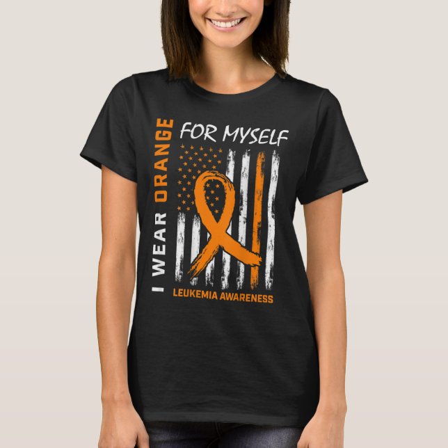 T-shirt Porter Orange pour moi Leucémie Sensibilisation Am (Devant)