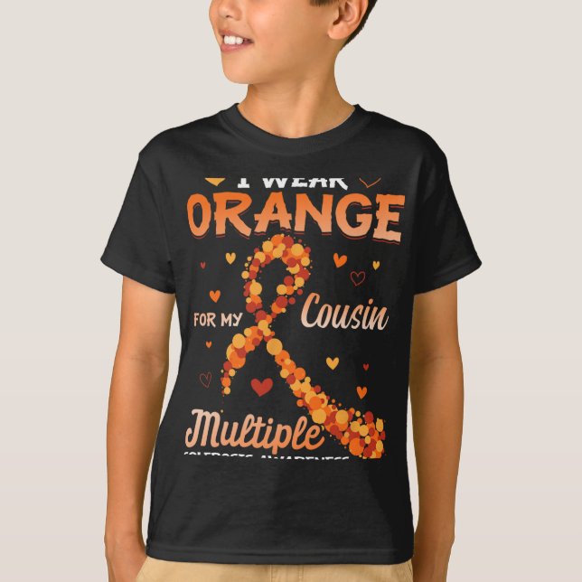 T-shirt Porter Orange Pour Mon Cousin Sclérose Multiples A (Devant)