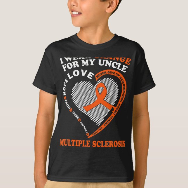 T-shirt Porter Orange pour mon oncle Sclérose en plaques (Devant)