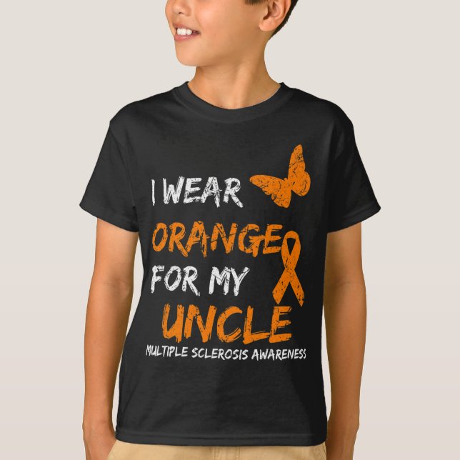 T-shirt Porter Orange Pour Mon Oncle Sclérose Multiples Ru (Devant)