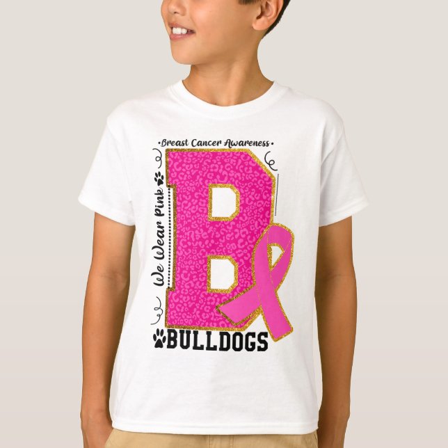 T-shirt Porter Pink Bulldogs Breast Cancer Sensibilisation (Devant)