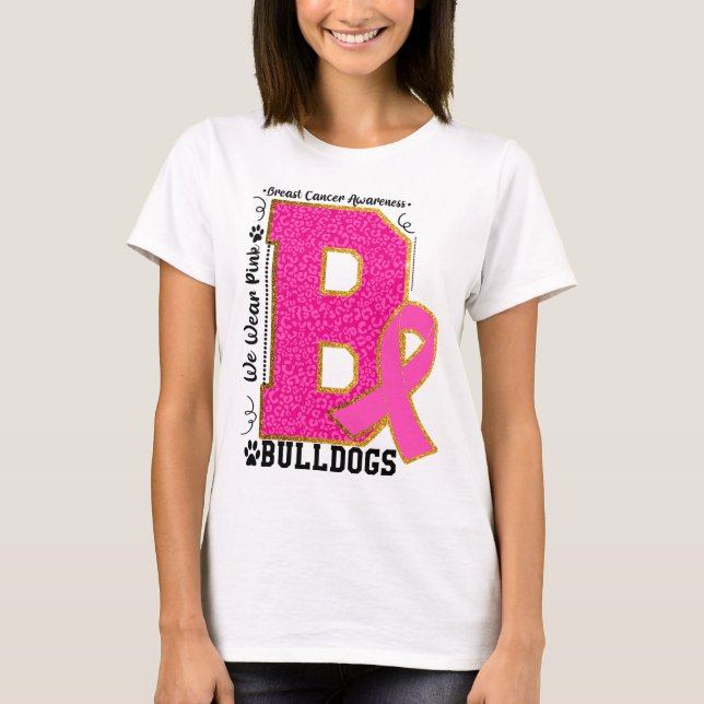 T-shirt Porter Pink Bulldogs Breast Cancer Sensibilisation (Devant)