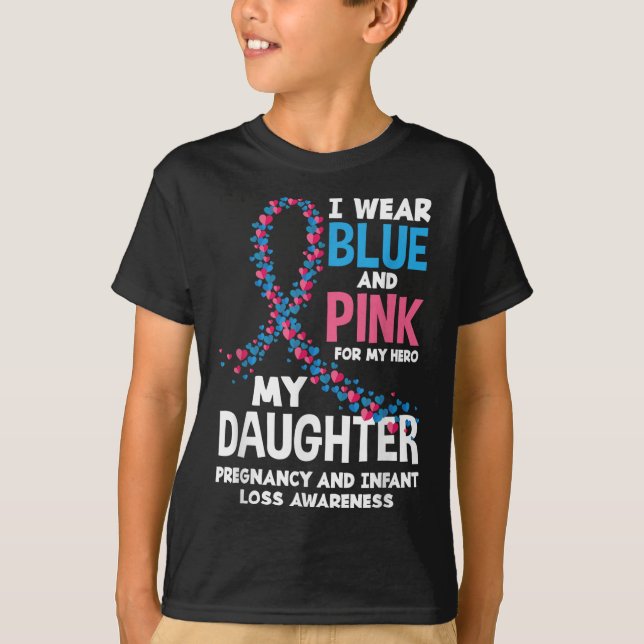 T-shirt Porter Rose Bleu Ma fille Grossesse bébé Perte a (Devant)