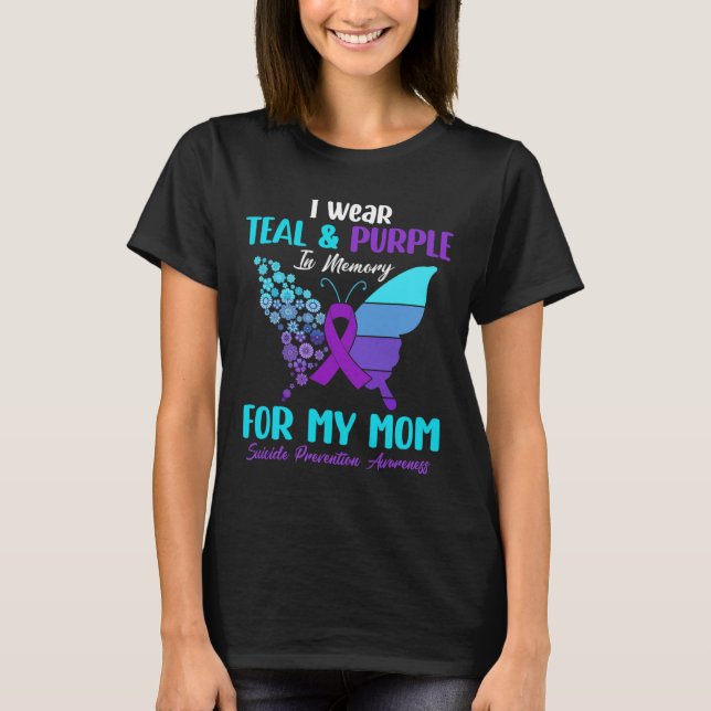 T-shirt Porter Turquoise Et Violet En Mémoire De Maman Sui (Devant)