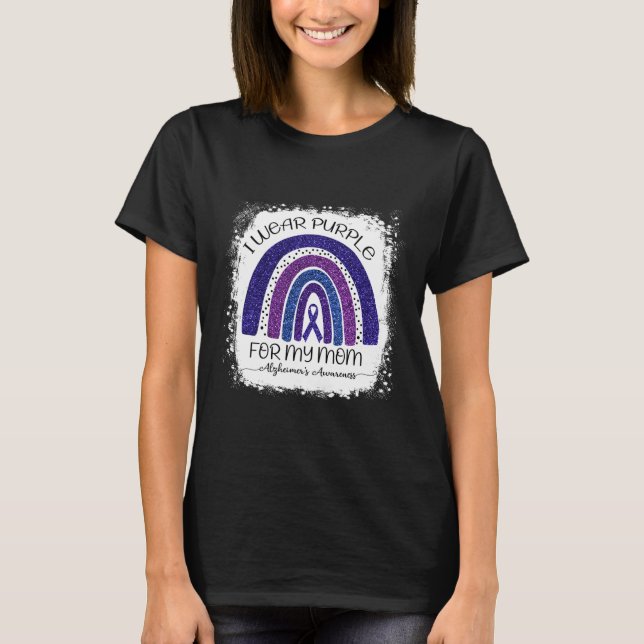 T-shirt Porter Violet Pour Ma Mère Alzheimer Bleached Ra (Devant)