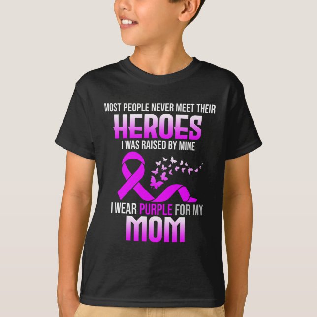 T-shirt Porter Violet Pour Maman Pancréatique Cancer Sensi (Devant)