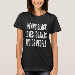 T-shirt Portes Black Loves Iguanas évite aux gens Animaux