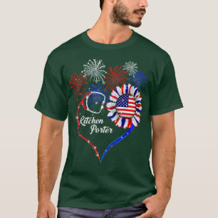 T-shirt Porteur de cuisine patriotique 4 juillet drapeau a