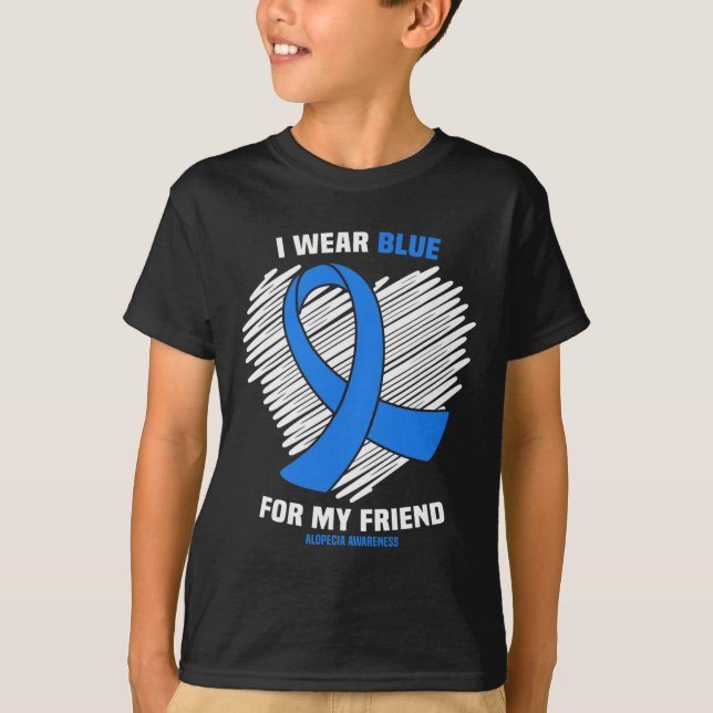 T-shirt Portez Bleu Pour Mon Ami Alopecia Sensibilisation (Devant)