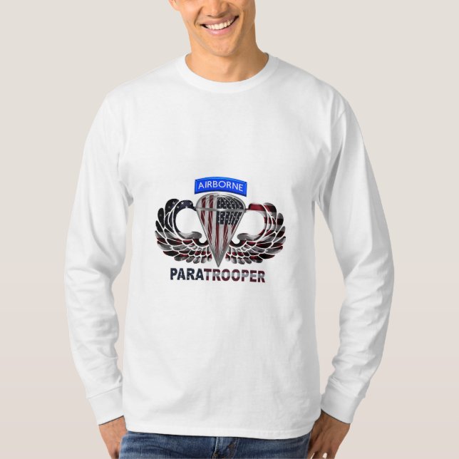 T-shirt Portez Ce Drapeau De Parachutisme Aérien Américain (Devant)