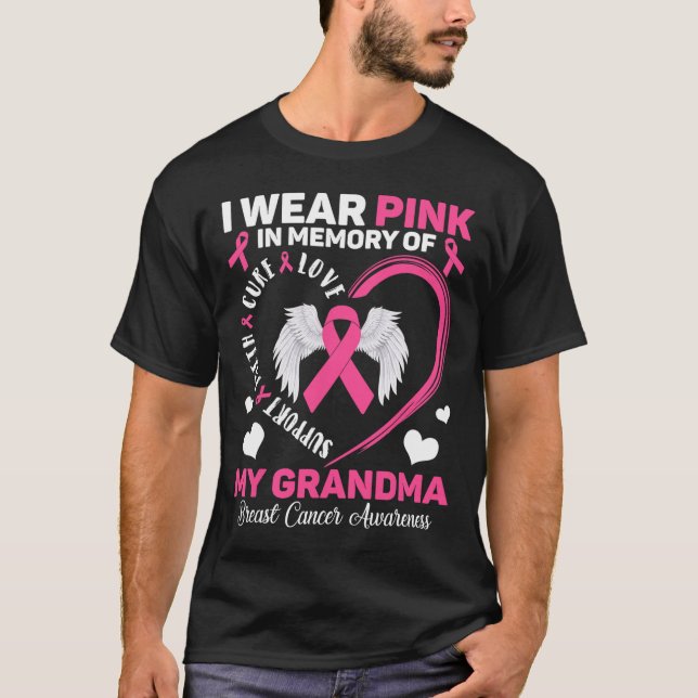 T-shirt Portez Le Rose En Mémoire De Mon Grand-Mère Cancer (Devant)