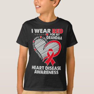 T-shirt Portez Le Rouge Pour Grand-Mère Maladie Cardiaque