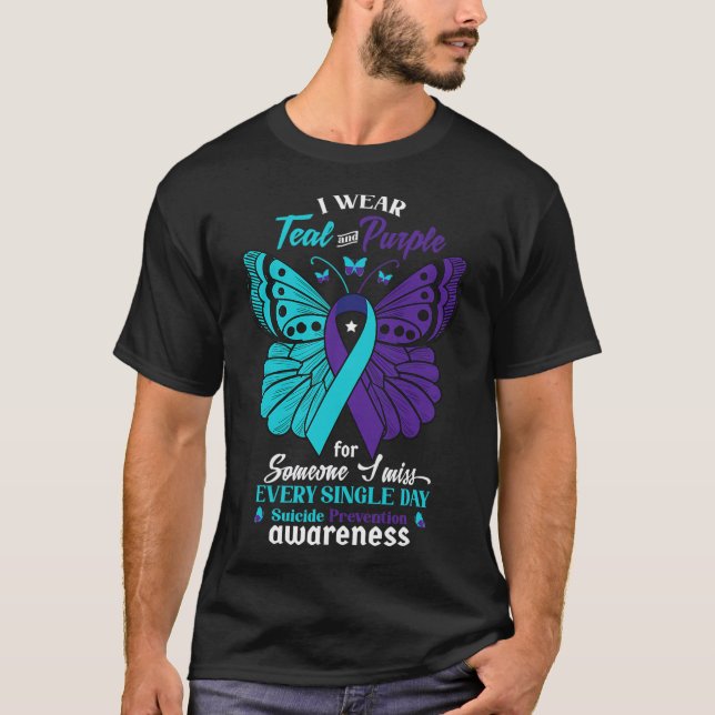 T-shirt Portez Turquoise Et Violet Pour Quelqu'Un Que J'Ai (Devant)