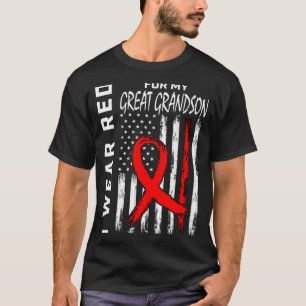 T-shirt Portez un ruban rouge arrière-petit-fils conscient