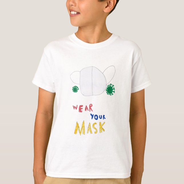 T-shirt Portez votre Masque Amusants Enfants Art (Devant)
