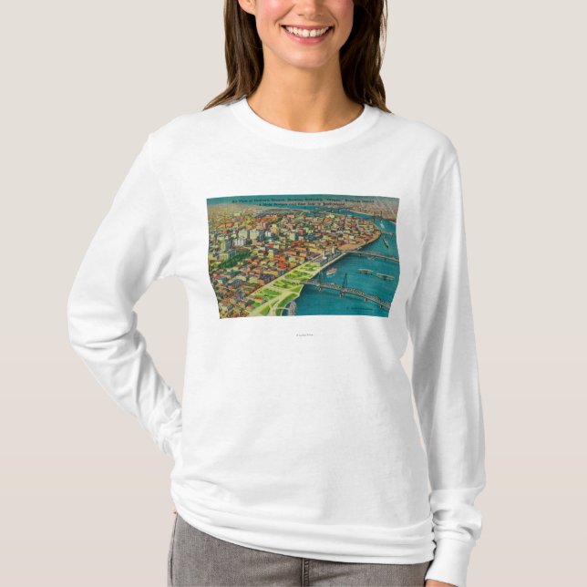 T-shirt Portland de l'air montrant des ponts et (Devant)