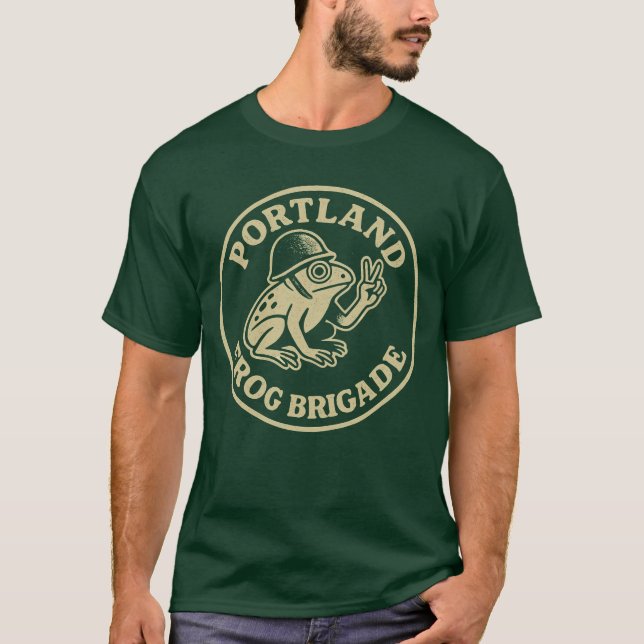 T-shirt Portland Frog Brigade Retro Design (Devant)
