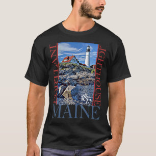 T-shirt Portland Lighthouse Maine 1875 Design